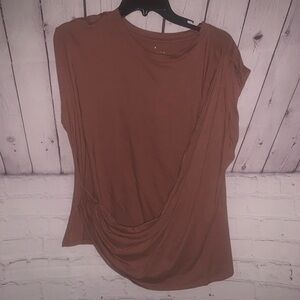 a new day Brown Short Sleeve Drape Top